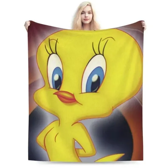Tweety Bird Funny Characters Blanket, Looney Tunes Cartoon Movie Fleece Blanket