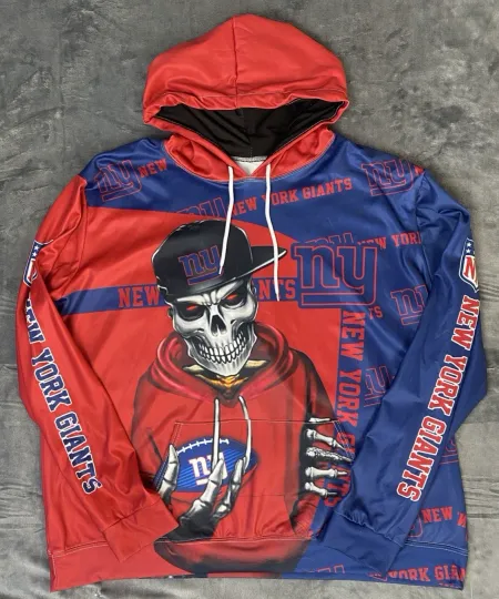 Discover Sportswear Streetwear New York Giants football 3D Art Hoodie Skulls Mens 2X Pullover