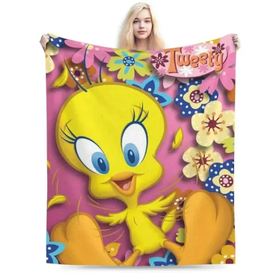 Tweety Characters Tweety Bird Blanket, Looney Tunes Cartoon Movie Fleece Blanket