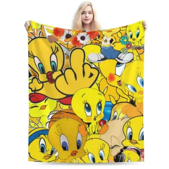 F*cking Tweety Bird Blanket, Looney Tunes Cartoon Movie Fleece Blanket