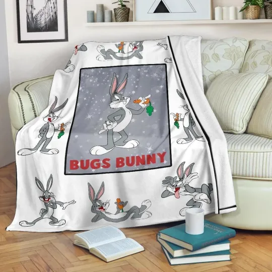 Bugs Bunny Looney Tunes Cartoon Fleece Blanket, Gift For Fans