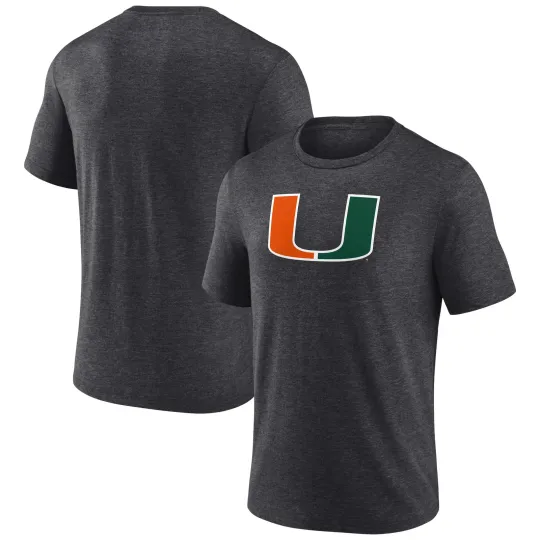 Discover Men's Charcoal Miami Hurricanes Classic Primary Tri-Blend T-Shirt