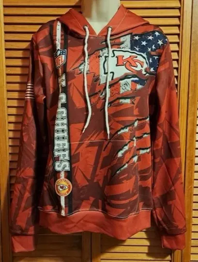 football Kansas City Chiefs Hoodie Size Small S 3D Sweatshirt With United States Flag