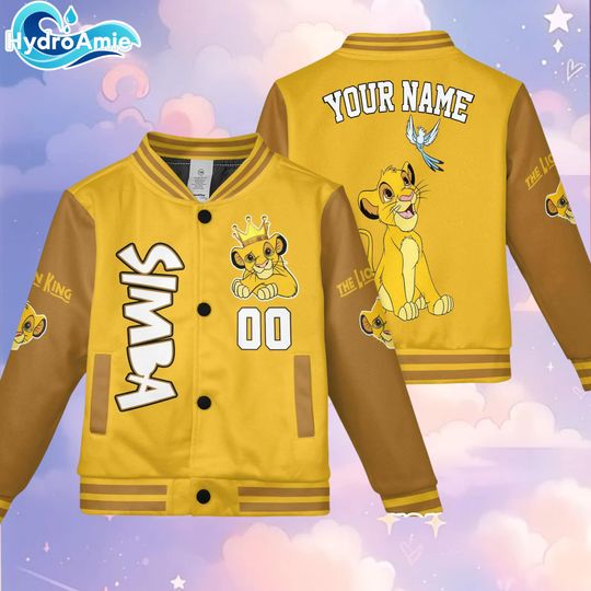 Custom Simba Varsity Jacket, Personalized Lion King Baseball Jacket