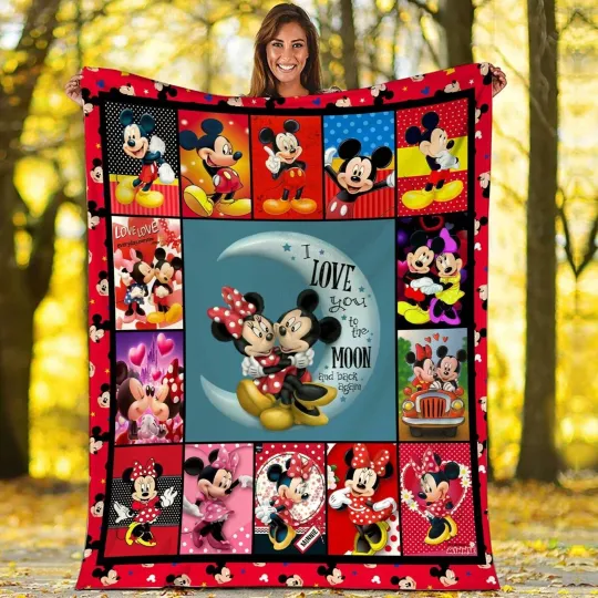 Discover Mickey Mouse And Minnie Mouse Plush Fleece Blanket, Couple Blanket Lover Blanket