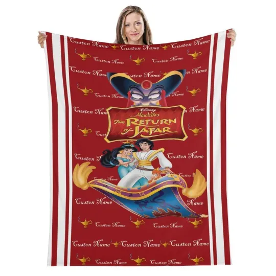 Discover Personalize Plush Fleece Blanket Aladdin and the magic lamp , Famous animated