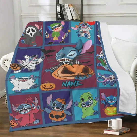 Discover Personalize  Plush Fleece Blanket  LiLO & STITCH,Leaf Ceremony Halloween ,Gift