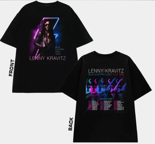 2026 Lenny Kravitz Blue Electric Light Tour T-Shirt, Lenny Kravitz Concert
