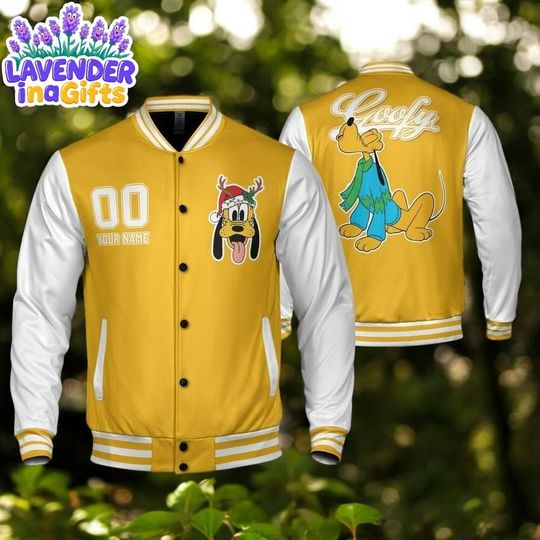 Discover Custom Winter Pluto Basic Happy Jacket, Personalized Disney Varsity - Windproof Knit Fabric, Snap Button, Unisex Gift