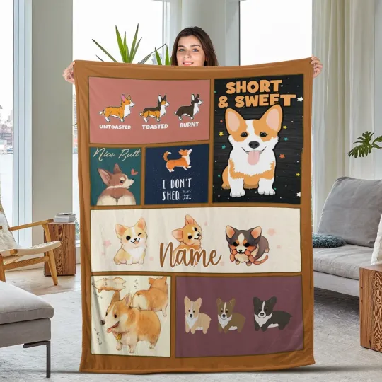Discover Welsh Corgi Butt's Blanket, Cute Dog Blanket, Personalized Corgi Blanket, Pets
