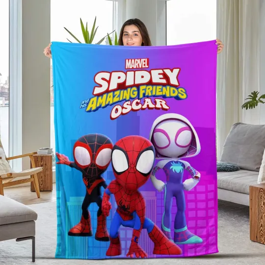 Discover Spidey and His Amazing Friends Blanket, Personalized Spiderman Baby Blanket