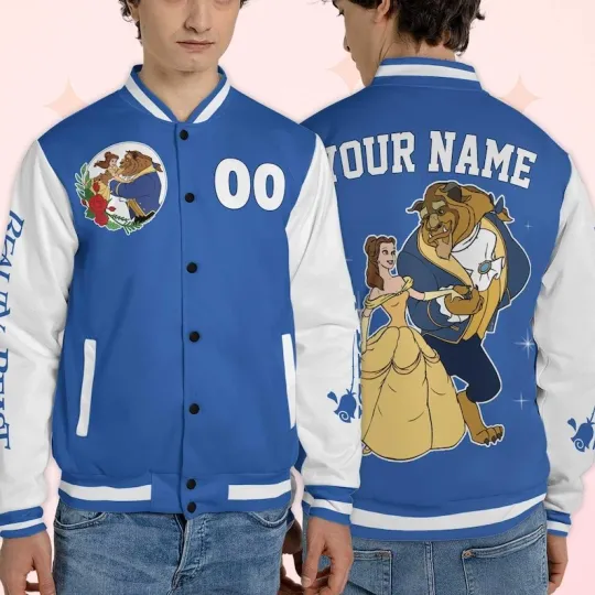 Personalized Belle Princess And The Beast Happy Valentine's Day Baseball Jacket
