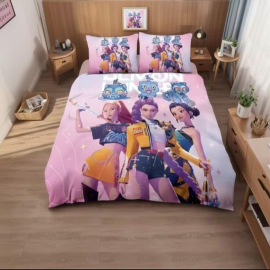 Discover Anime Demon Hunter Kpop Bedding Set Custom Quilt Duvet Comforter Pillowcase