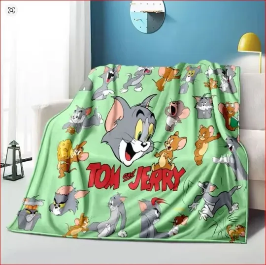Funny Tom And Jerry Movie Cartoon Fleece Blanket