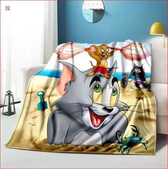 Funny Tom And Jerry Movie Cartoon Fleece Blanket
