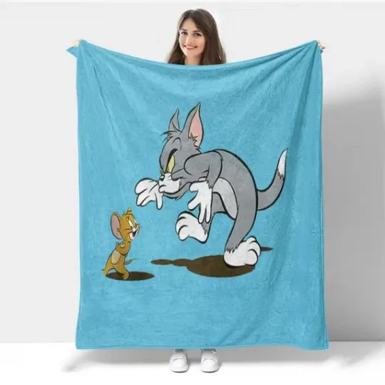 Funny Tom And Jerry Movie Cartoon Fleece Blanket