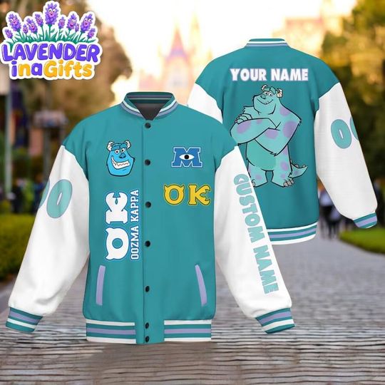 Discover Personalized Monster Inc James Sullivan Varsity Jacket Blue Color, Kid Youth Adult Disney Jersey, Chrismast Gift for Monster Inc Fans Family