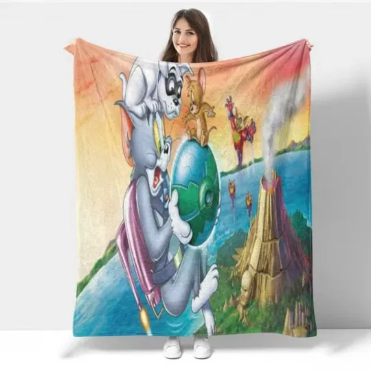 Funny Tom And Jerry Movie Cartoon Fleece Blanket