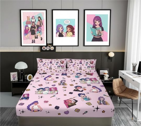 Discover K-Pop Demon Hunters Bed Sheet Set 3pcs Gift For Teen