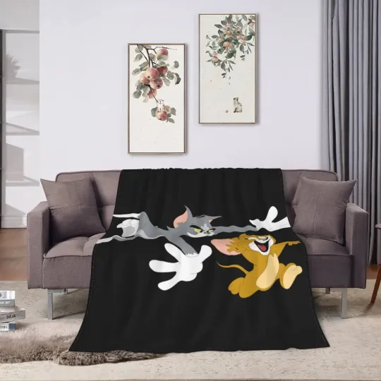Funny Tom And Jerry Movie Cartoon Fleece Blanket