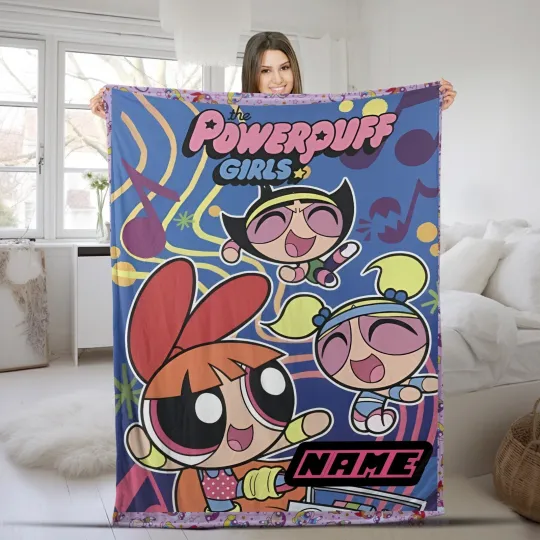 Personalized Power Puff Fleece Blanket, Powerpuff Girls Blanket, PPG Blanket