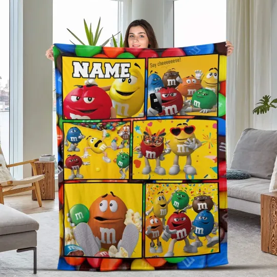 Discover Personalized M&M's World Plush Fleece Blanket, M And M Candy Blanket