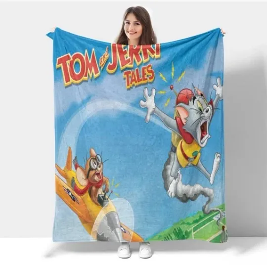 Funny Tom And Jerry Movie Cartoon Fleece Blanket