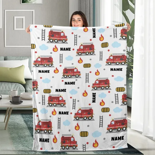 Discover Personalized Firetruck Baby Blanket, Personalized Train Baby Boy Blanket, Truck