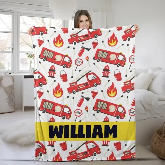 Discover Personalized Firefighter Boy Blanket, Custom Gift Blanket, Custom Firefighter