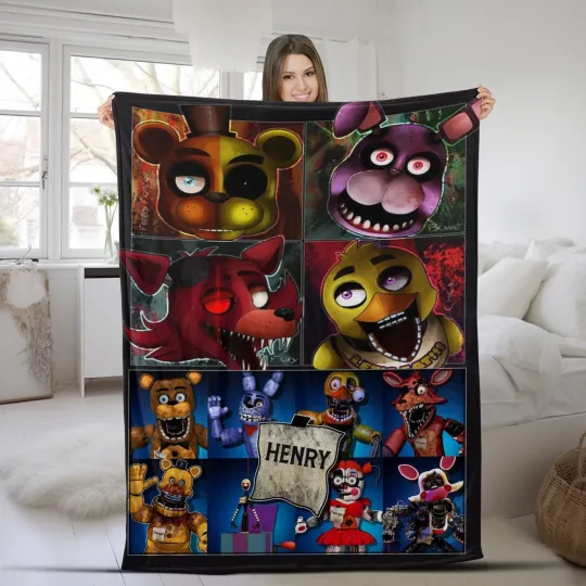 Personalized Five Nights at Freddy's Fleece Blanket Fnaf Blanket Fnaf Video Game