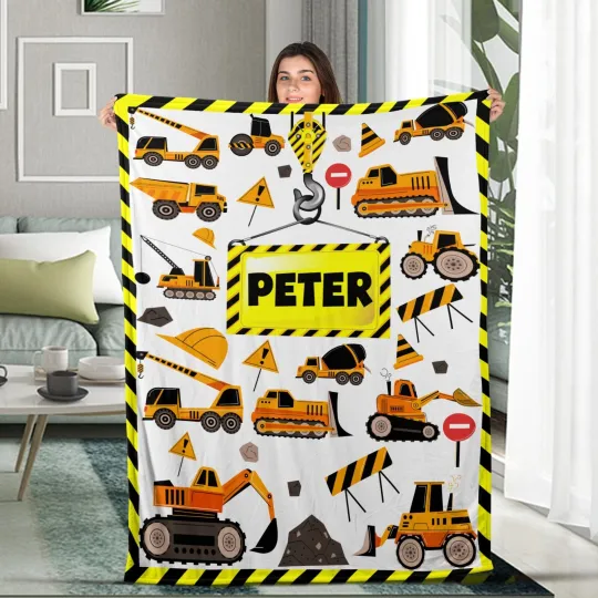 Discover Personalized Excavator Truck Blanket Baby Blanket Boys Gift Toddler Truck Fleece
