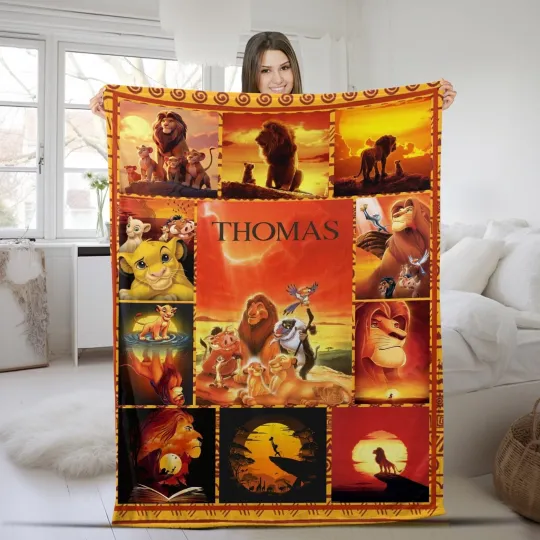Discover Personalized Lion King Plush Fleece Blanket, Lion King Birthday Gift, Bedding