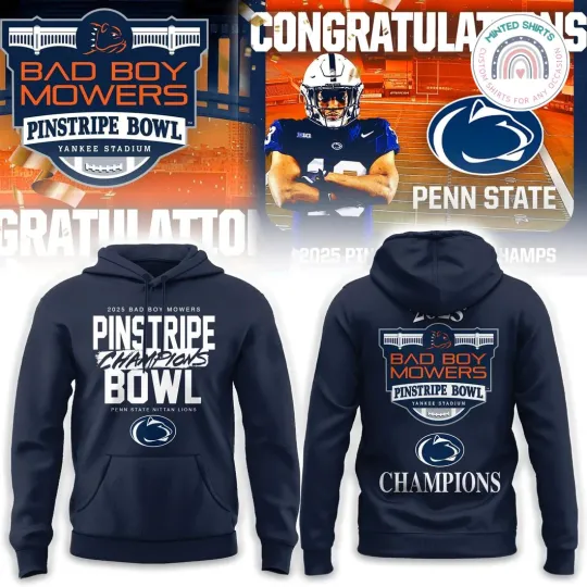 Discover Nittany Lion 2025 Pinstripe Bowl Champions Edition 3D Hoodie