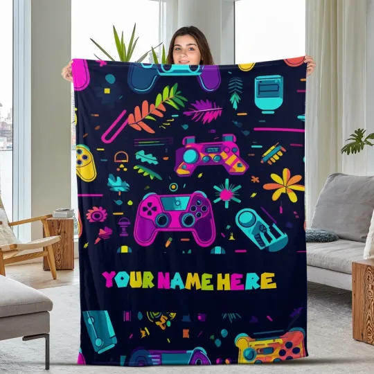 Discover Personalized Gaming Blanket for Boys Plush Fleece Blanket for GamersBlanket for