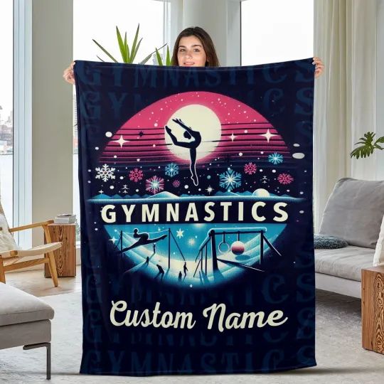 Discover Personalized Gymnastics Name Blanket,custom gymnastics blanket,gymnastics gift