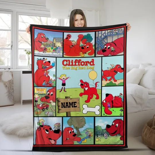 Discover Personalized Clifford the Big Red Dog Blanket Clifford Plush Fleece Blanket