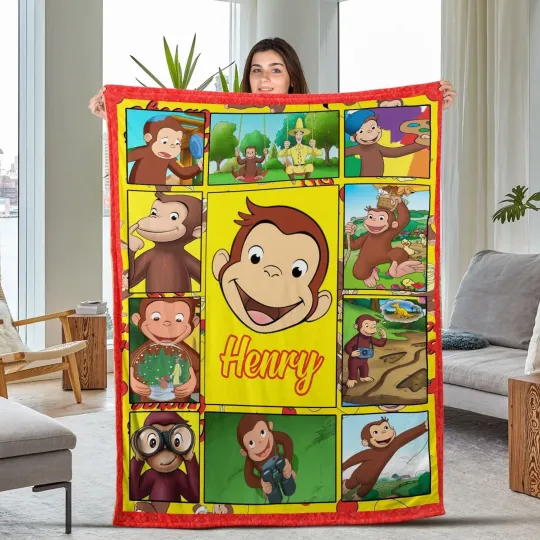 Personalized Curious George Blanket Curious George Plush Fleece Blanket