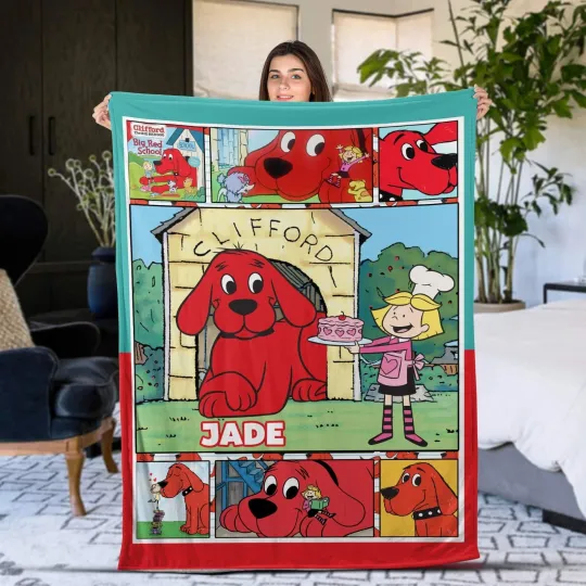 Discover Personalized Clifford the Big Red Dog Blanket Clifford Plush Fleece Blanket