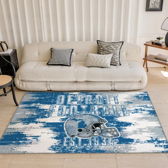 Discover New Detroit Machine Washable Football Rug