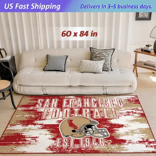Discover San Francisco Football Rug Living Room Carpet Man Cave Decor Rug Gift
