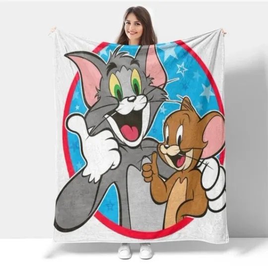 Tom And Jerry Fleece Blanket, Fun Cartoon Movie Gifts for Kid