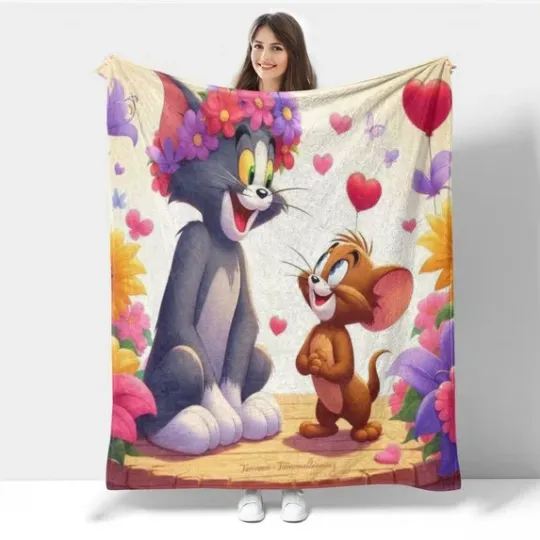 Tom And Jerry Fleece Blanket, Fun Cartoon Movie Gifts for Kid