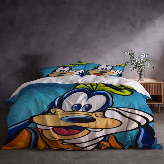 Discover Handmade Christmas Goofy Movie Duvet Cover Set 3-Piece Rustic Farmhouse Bedding with Corner Ties