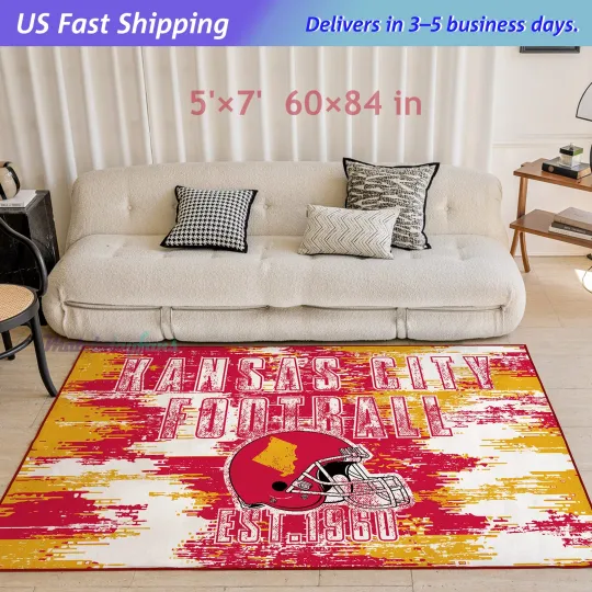 Discover Kansas Football Rug Carpet Man Cave Decor Gift