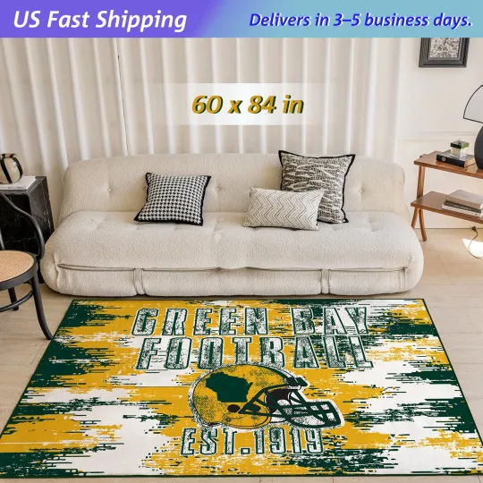 Discover Green Bay Football Rug Living Room Carpet Man Cave Decor