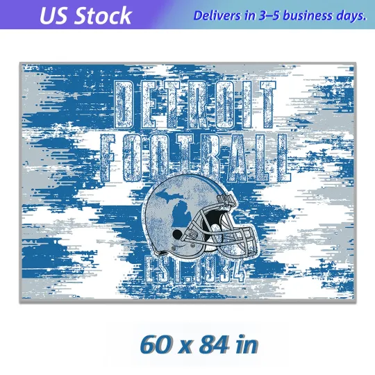 Discover Detroit Football Rug Living Room Rug Carpet Man Cave Decor Gift