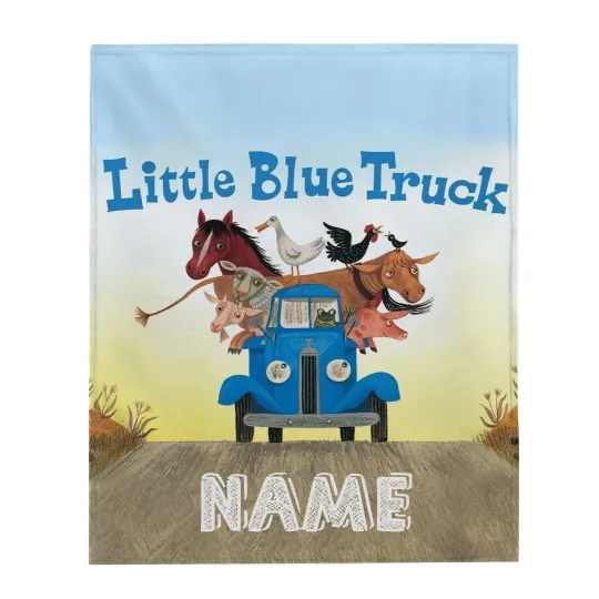 Discover Personalized Little Blue Truck Plush Fleece Blanket, Party Birthday Blanket