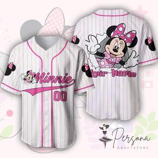 Discover Custom Disney Minnie Mouse Baseball Jersey, Minnie For Girl, For Mom, Minnie Kid Adult Jersey.