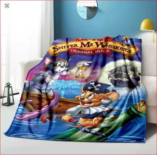 Tom And Jerry Fleece Blanket, Fun Cartoon Movie Gifts for Kid