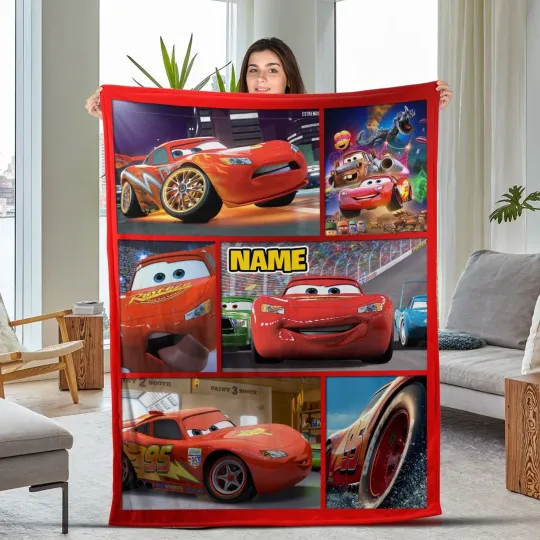 Discover Personalized Cars Movies Blanket, Lightning Mcqueen Blanket, Soft Pixar Cars